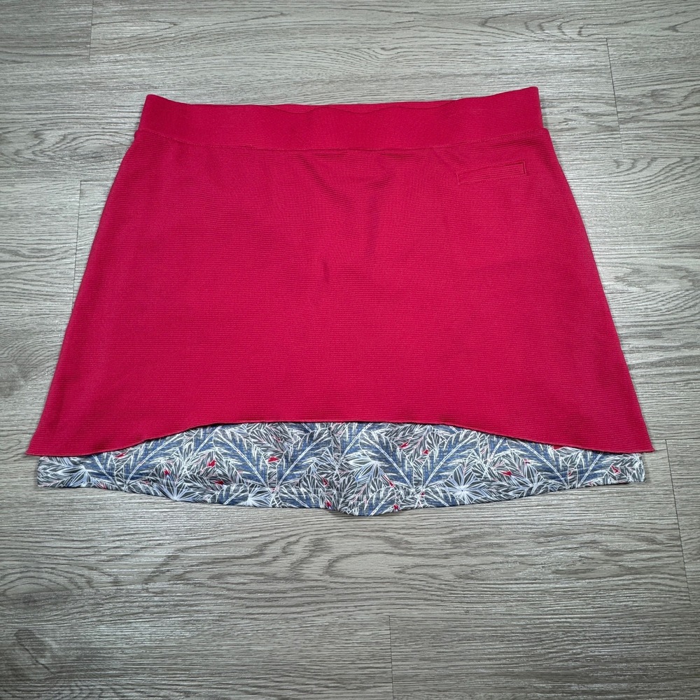 Pebble Beach Women's Skort Dry-Luxe‎ Performance Pink XL Palm Print Trim Active